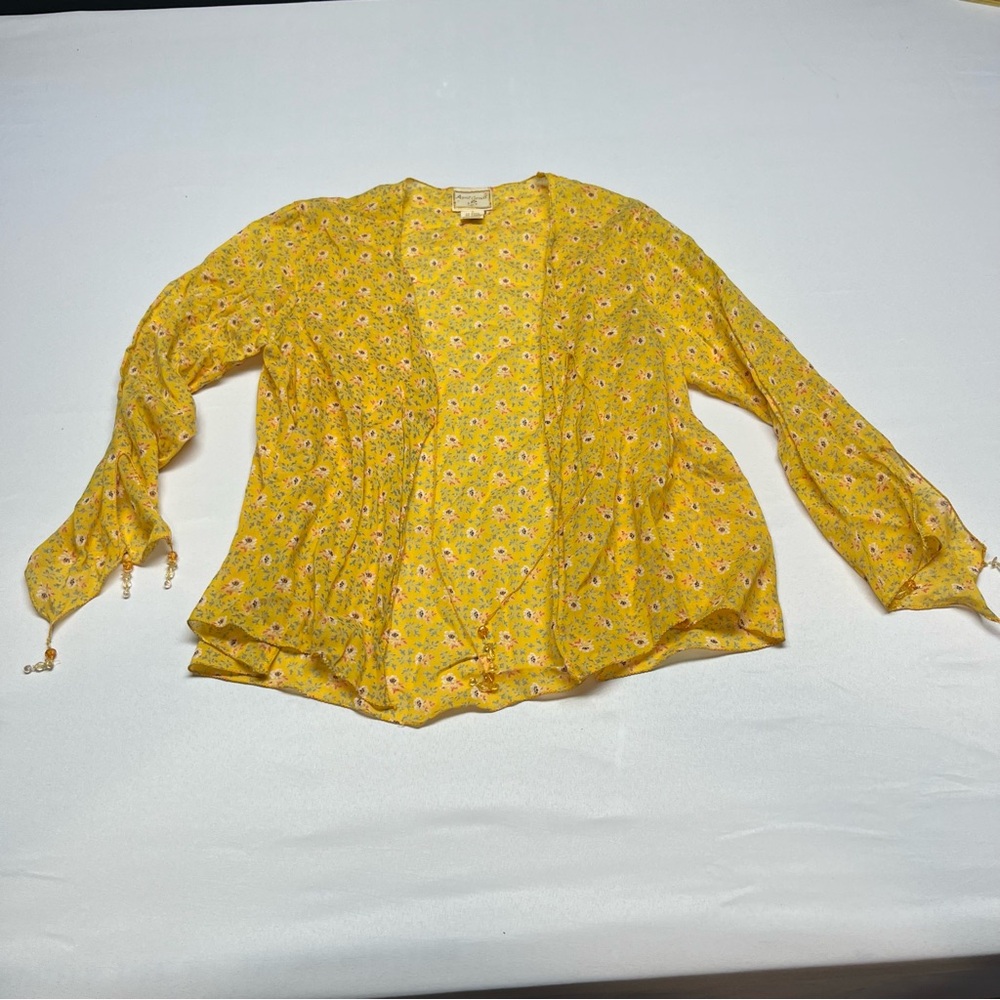 Vintage APRIL CORNELL Yellow Floral Dress Cottage Core farm house set - Picture 7 of 14